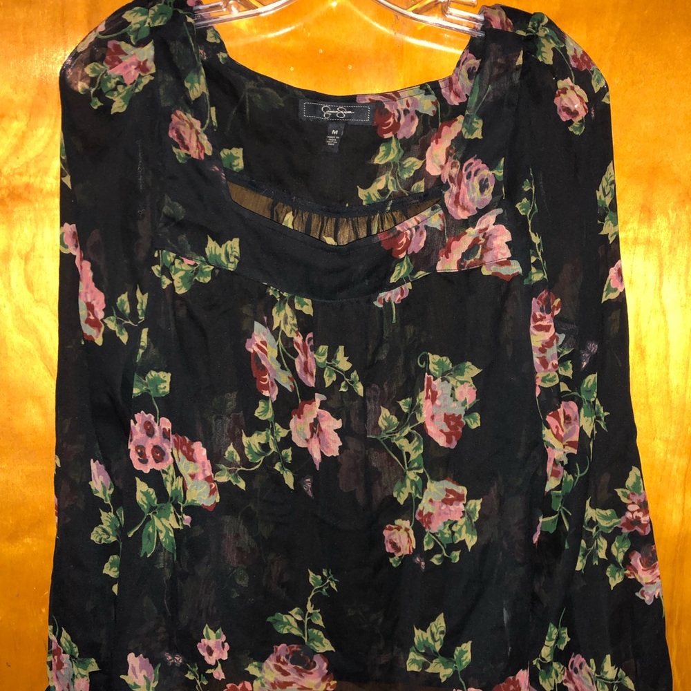 Jessica Simpson Black Floral Blouse